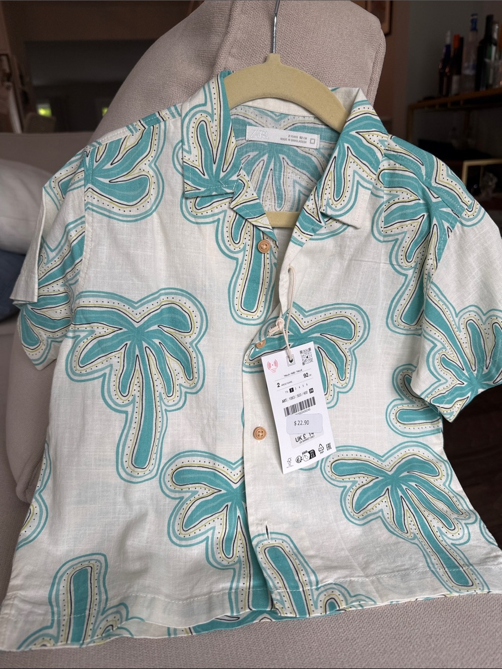 Zara Palm Print Button Up Shirt